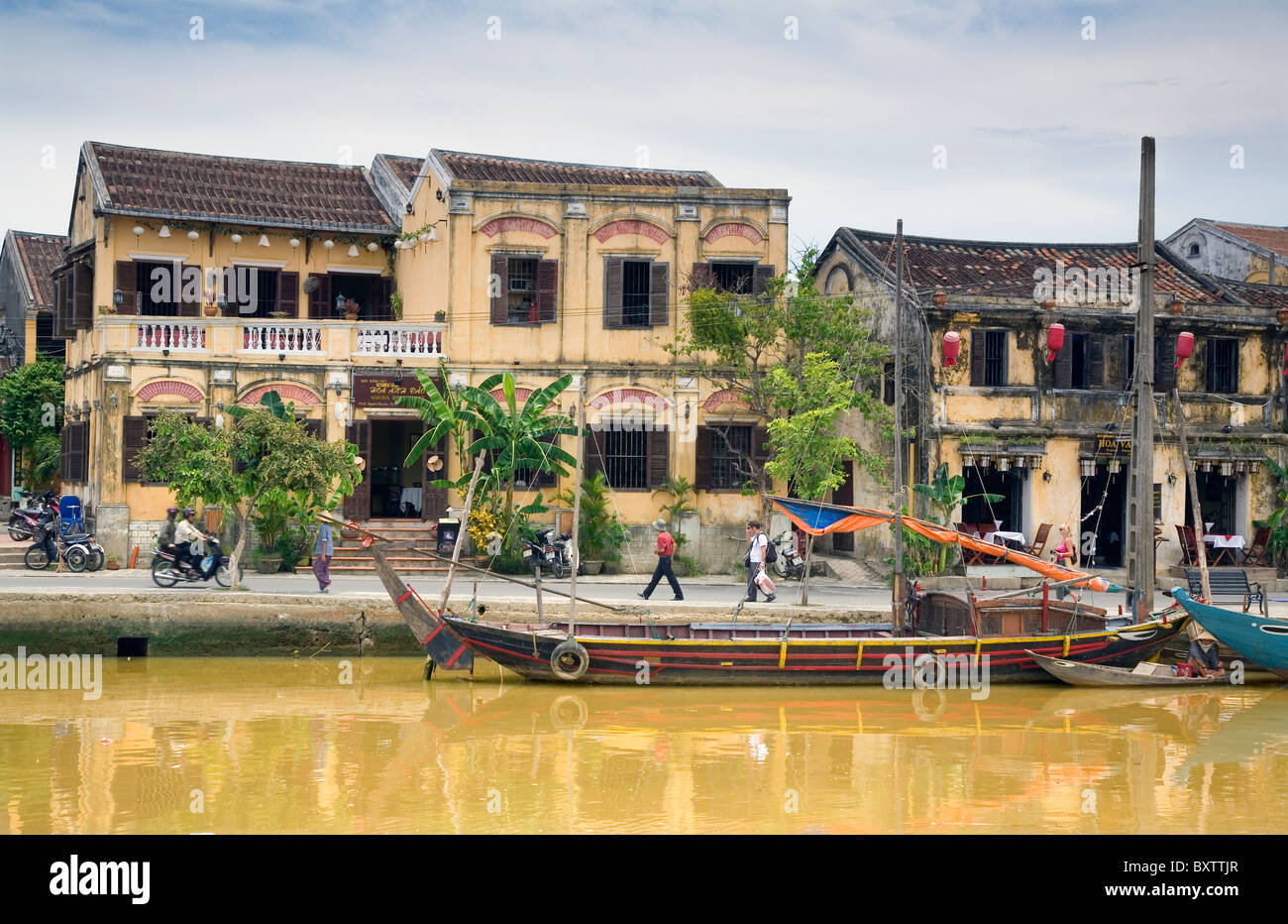 Houses and Thu Bon river. Hoi An, Vietnam, Asia Stock Photo Alamy