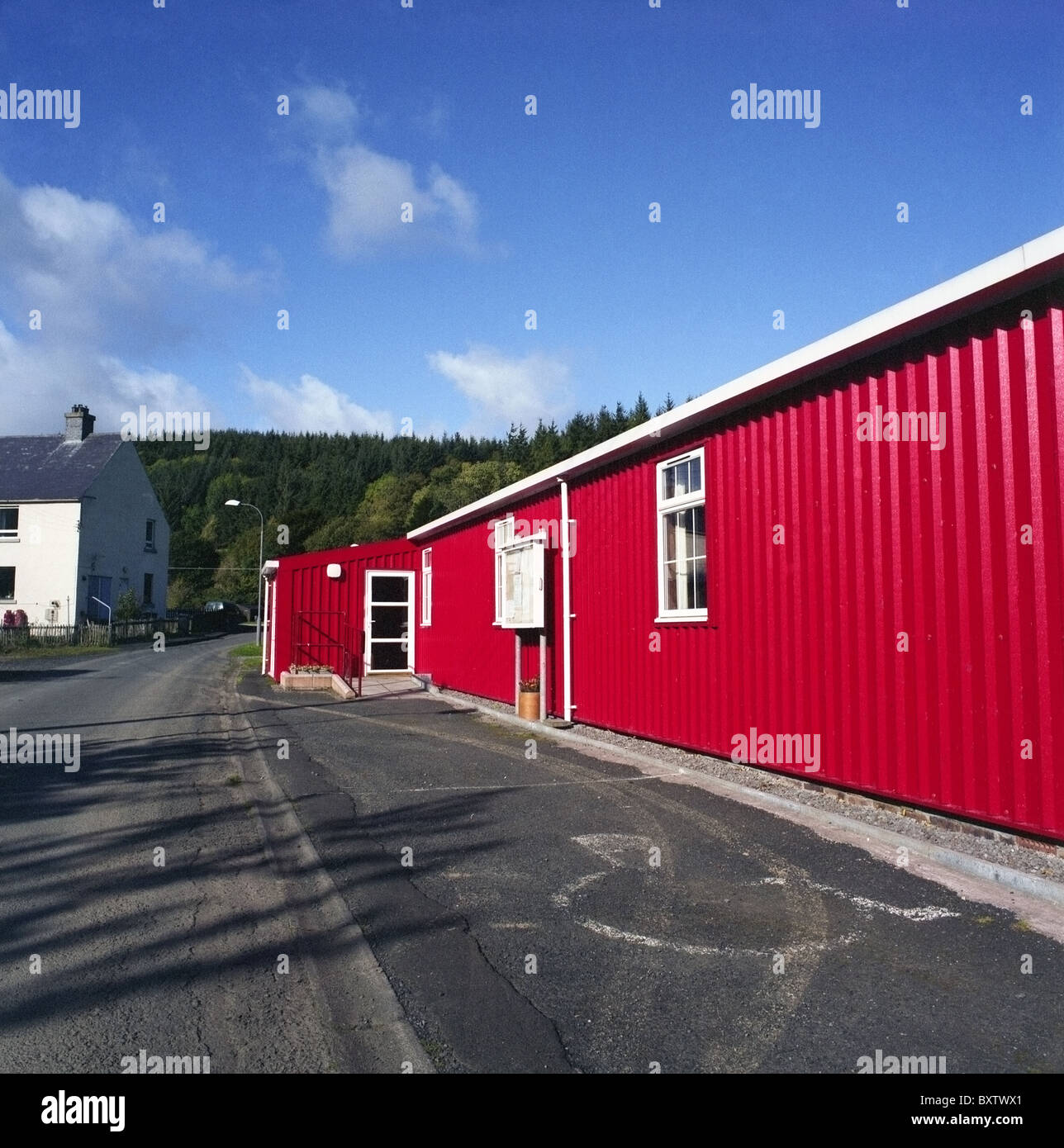 Prefabricated Village Hall at Yarrowford, Borders, Scotland Stock Photo