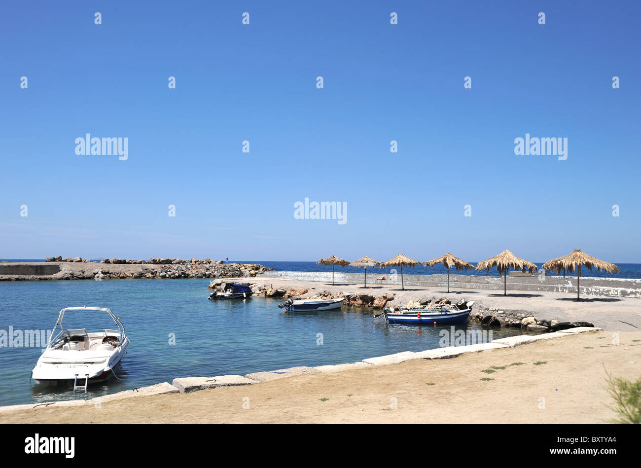 The small harbour at Gouves, Crete, Greece Stock Photo