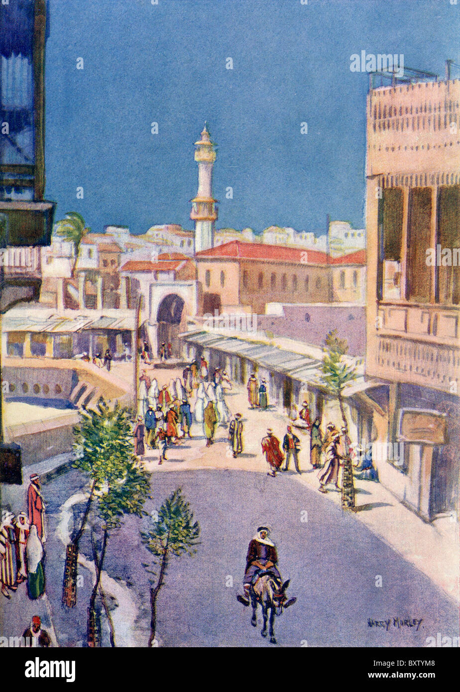 The main street of Jaffa, Palestine, circa 1910. Stock Photo
