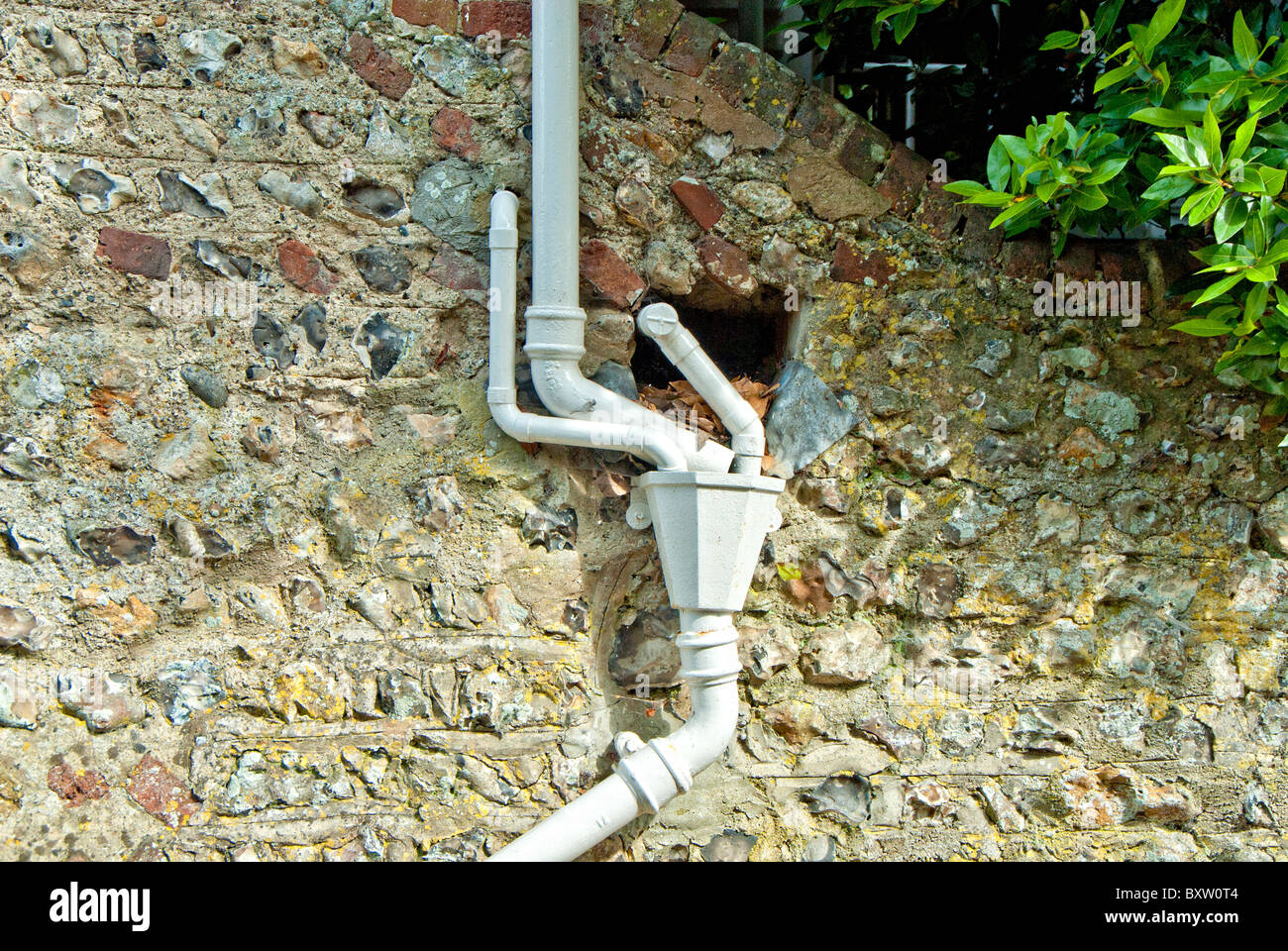 Drain pipe at Monk's house Stock Photo