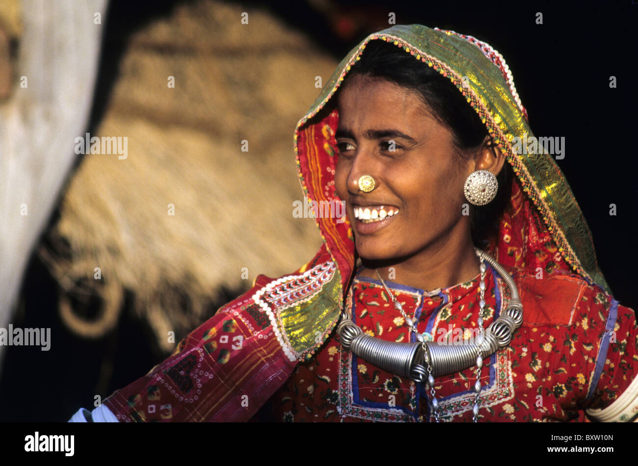 Meghwal woman, Ludia, Gujarat, India Stock Photo