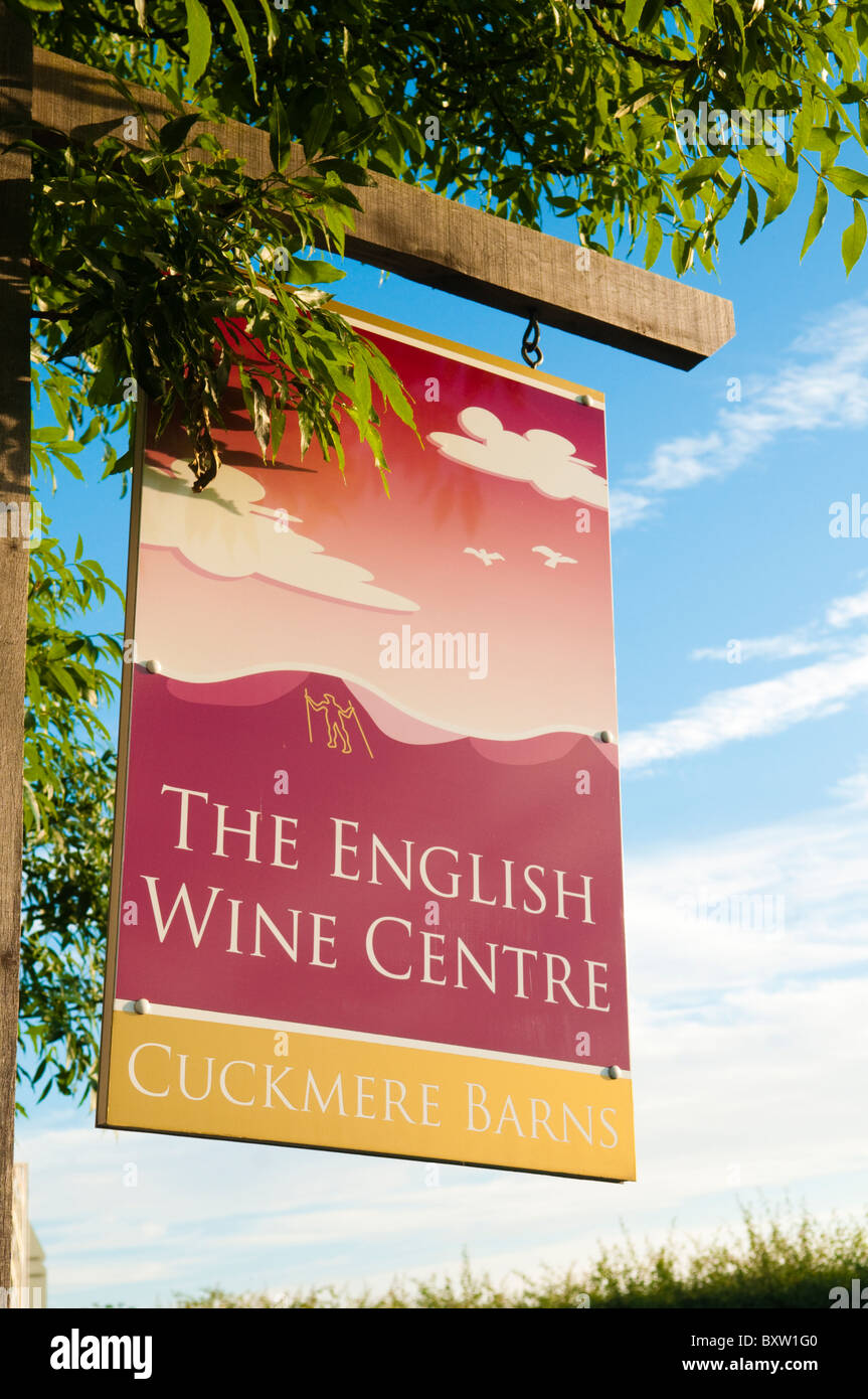 Sign at the English Wine Centre at Alfriston Stock Photo