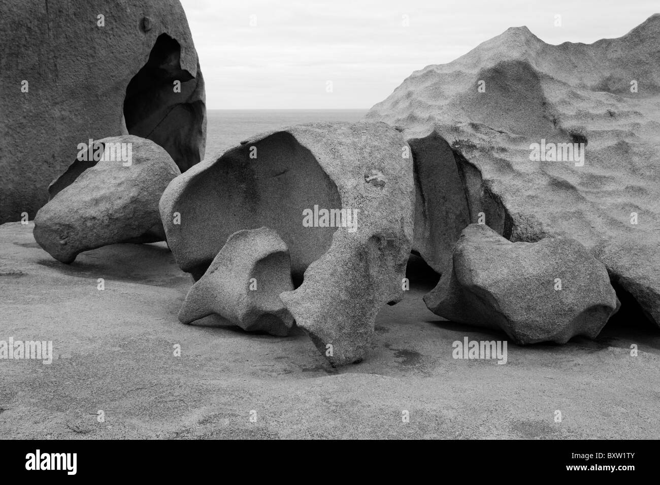 Australia South Australia Kangaroo Island Flinders Chase National Park The Remarkable Rocks on cloudy summer morning along Stock Photo