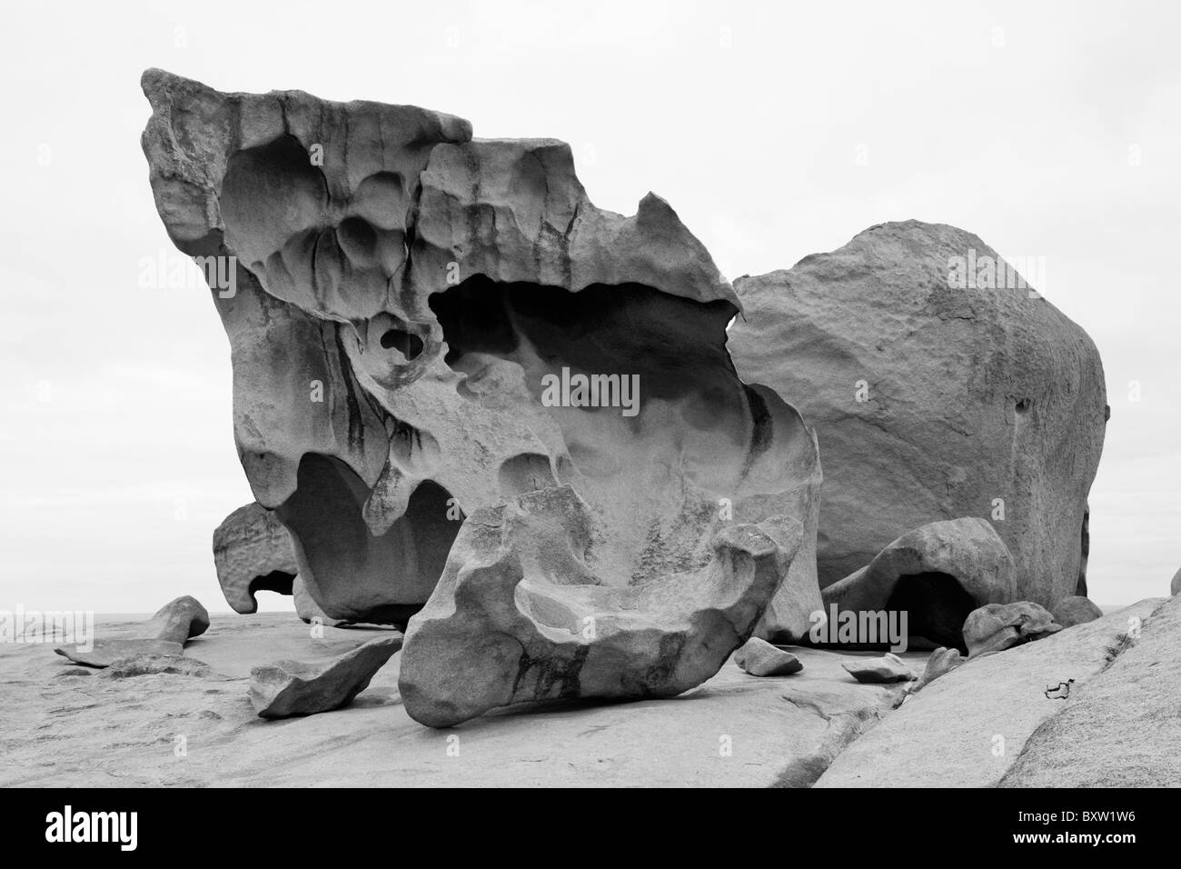 Australia South Australia Kangaroo Island Flinders Chase National Park The Remarkable Rocks on cloudy summer morning along Stock Photo