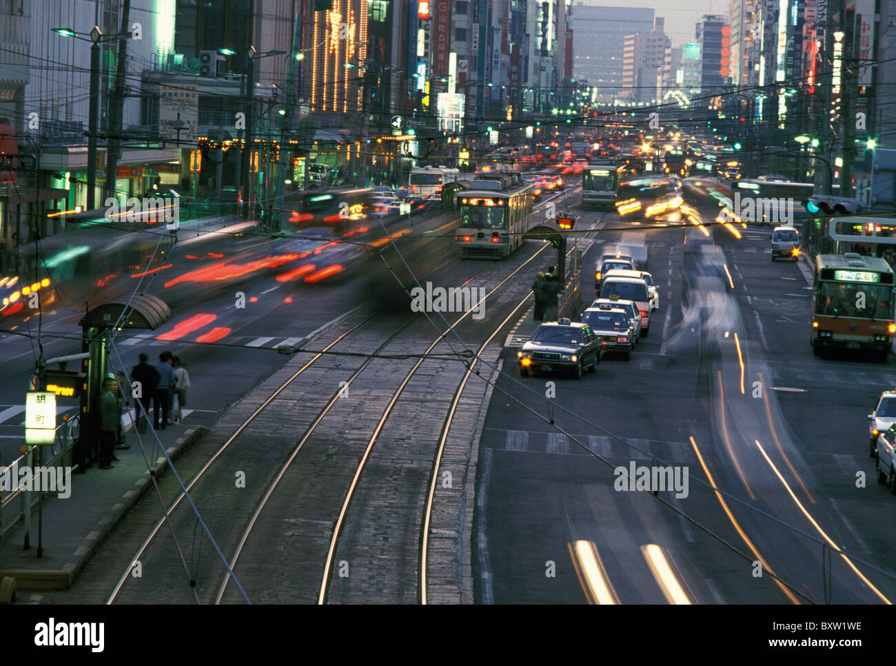 Traffic At Ginza, Blurred Motion Stock Photo