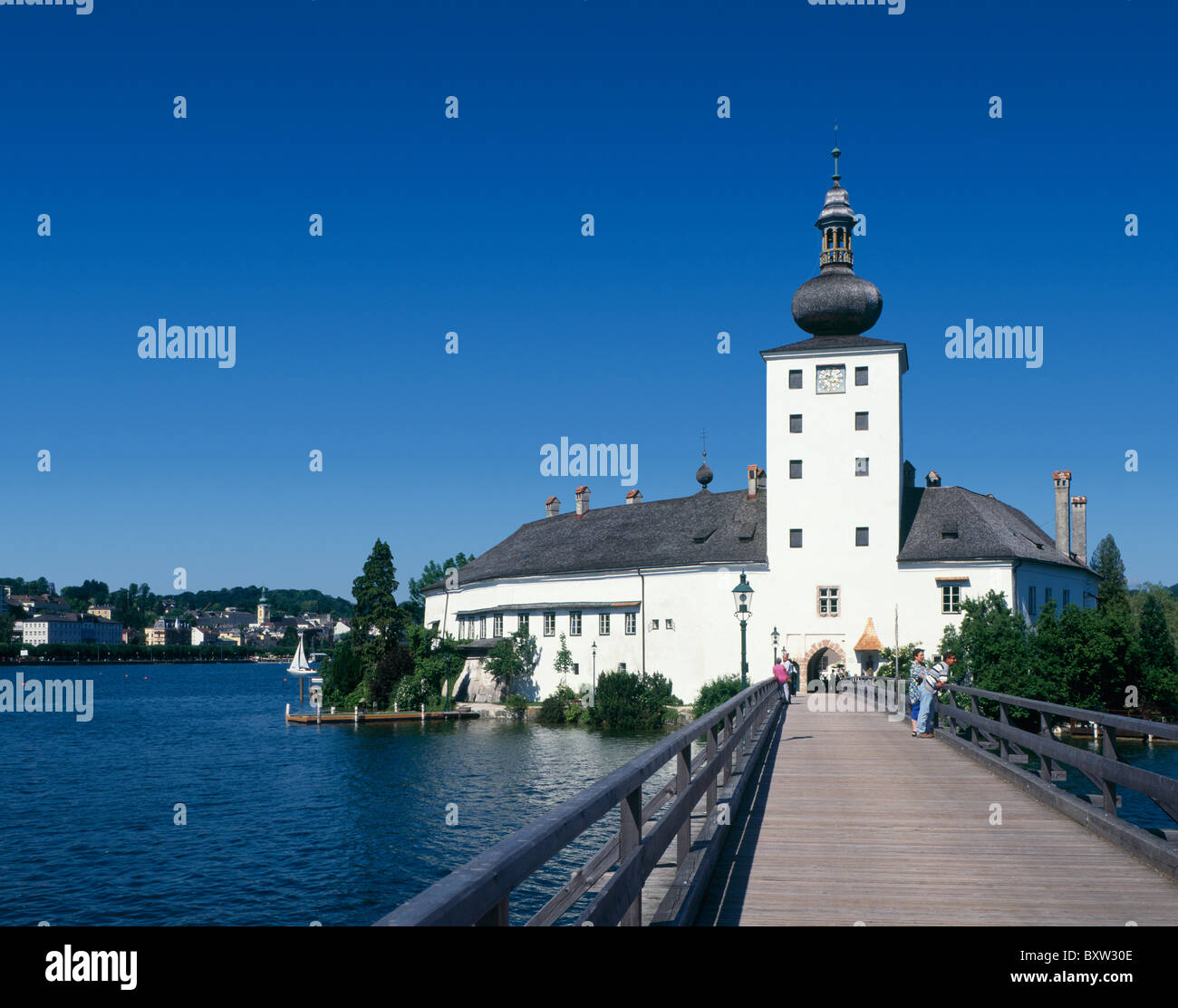 Castle Ort and Traunsee, Gmunden, Salzkammergut, Austria Stock Photo