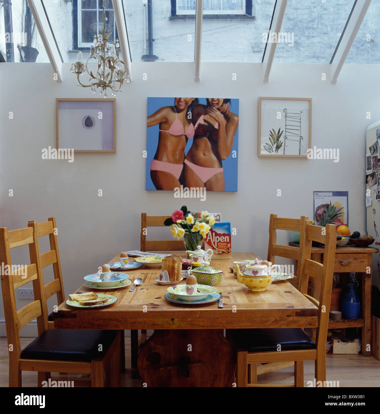 Large Picture Of Girls In Bikinis On Wall Small Dining Room Extension With Simple Pine Large Picture Of Girls In Bikinis On Wall Small Dining Room Extension With Simple Pine
