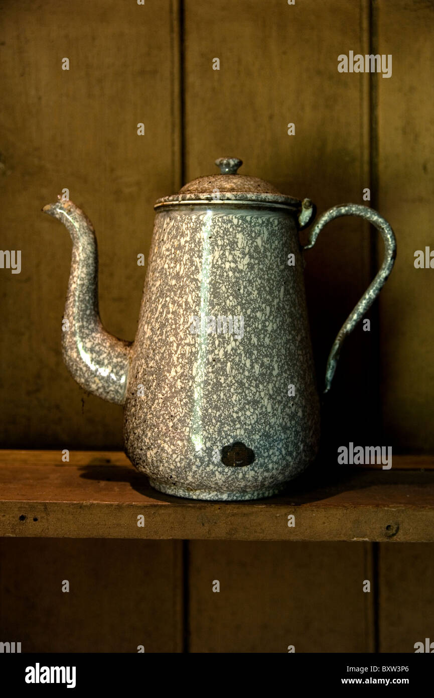 old enamel coffee pot Stock Photo Alamy