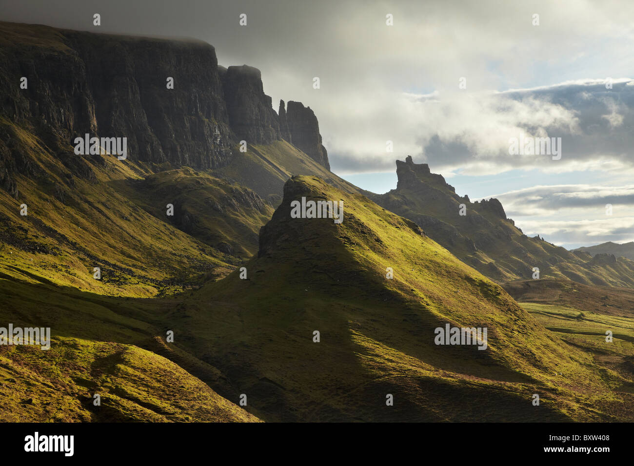 Early light on The Quiraing, Isle of Skye, Scotland, United Kingdom Stock Photo