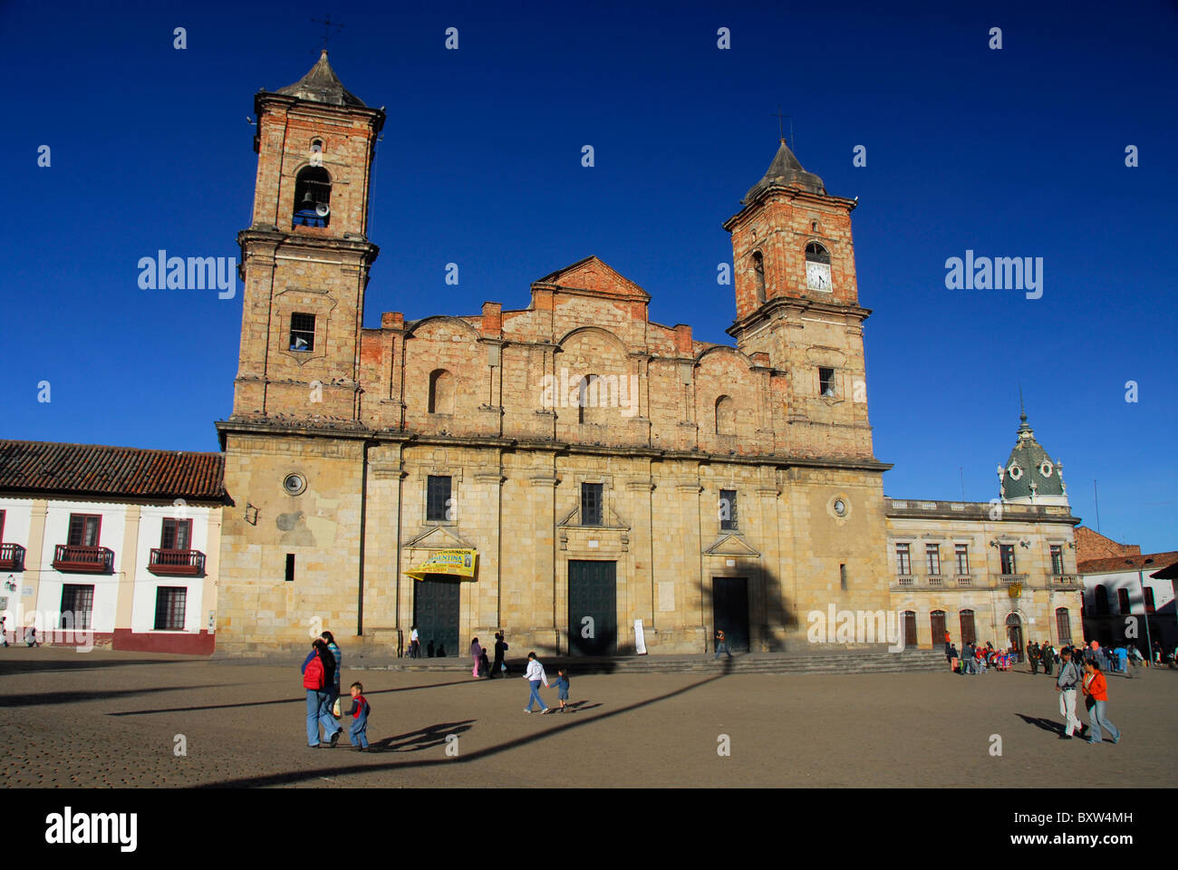 Main square with church in Zipaquira, Colombia, South America Stock Photo