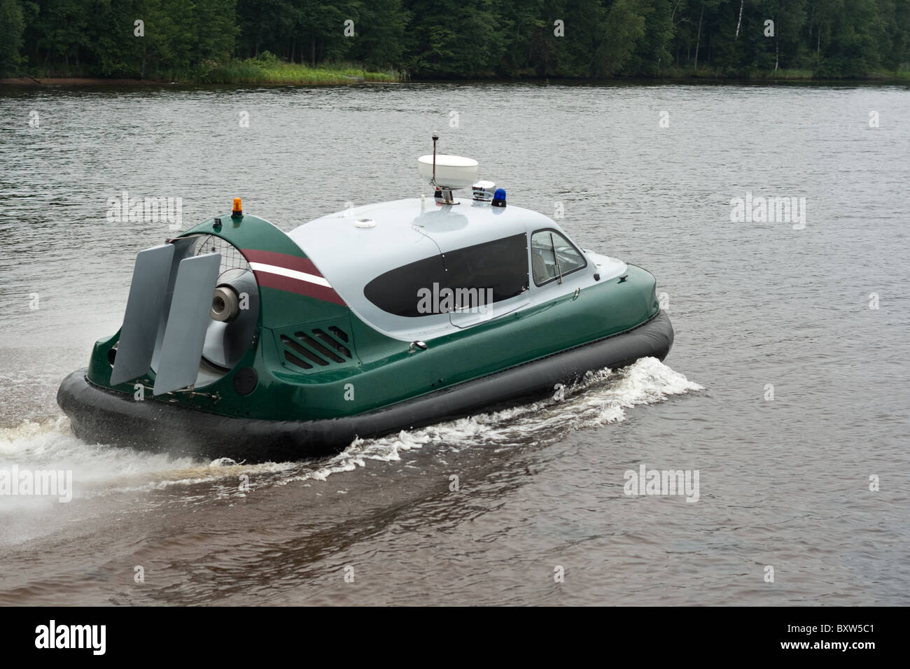 Air-cushion boat on high speed. Stock Photo