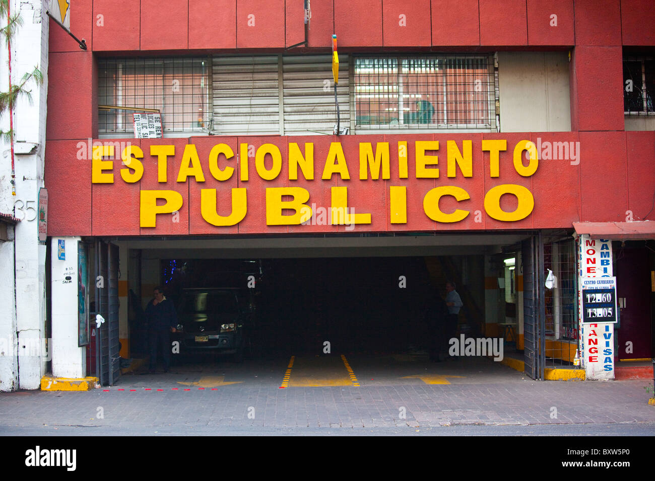 Estacionamiento Publico, Parking garage in Mexico City, Mexico Stock Photo
