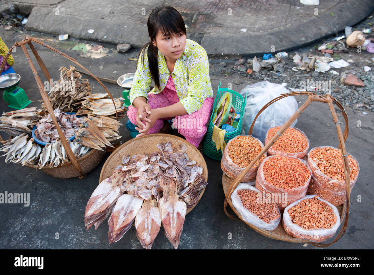 Fish market, Vinh Long, Mekong Delta, Vietnam Stock Photo