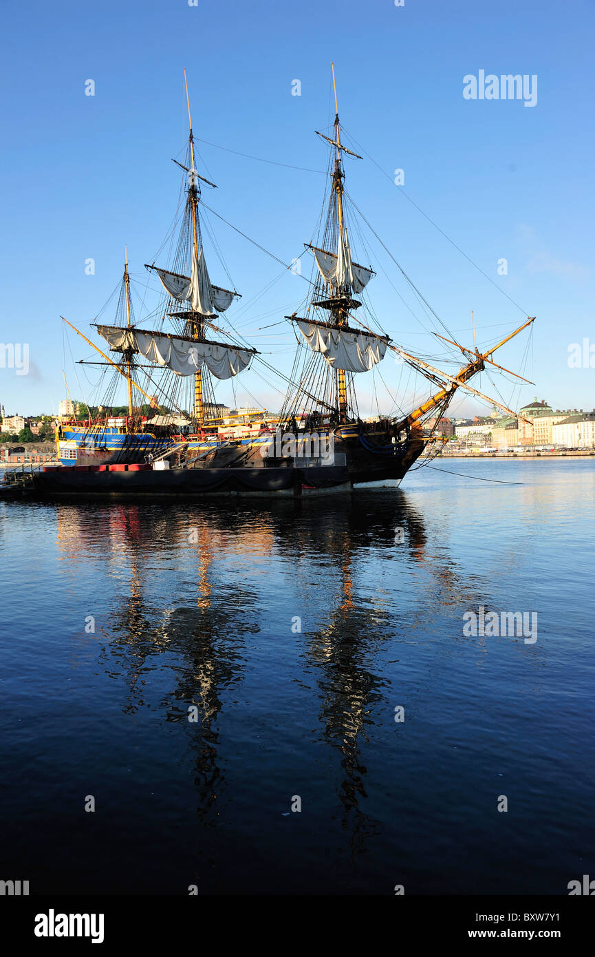 The old sail ship Göteborg anchored in Stockholm Stock Photo