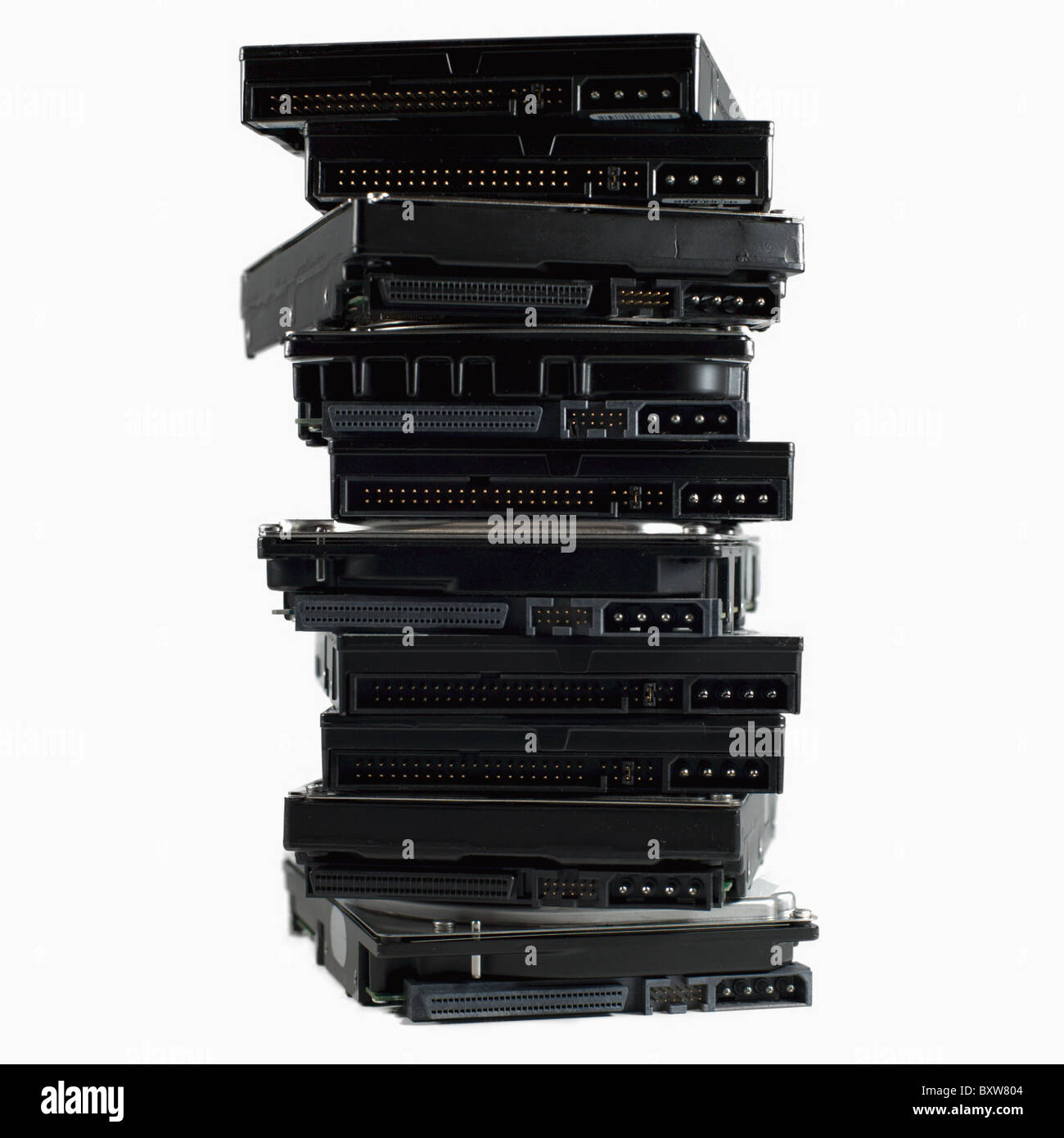 Pile of Computer Hard Disk Drives (cut out Stock Photo Alamy