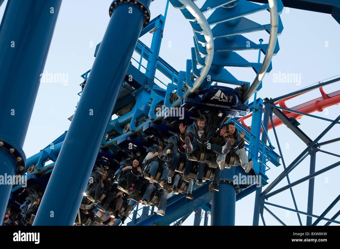 The In-Fusion and Pepsi Max Big One roller coasters at Blackpool Pleasure  Beach (fairground), England Stock Photo - Alamy