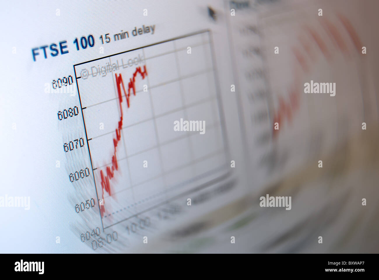 A photo illustration of the BBC news website showing FTSE 100 stocks Stock Photo