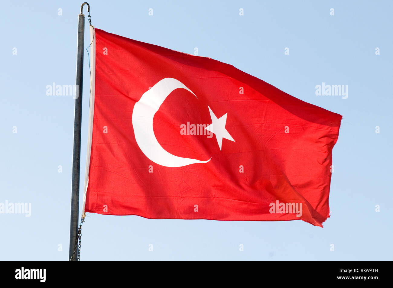 turkey turkish national flag Albayrak Alsancak flags cresent star red moon identity Stock Photo