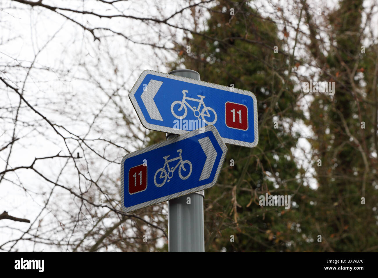 Cycle route way sign Stock Photo