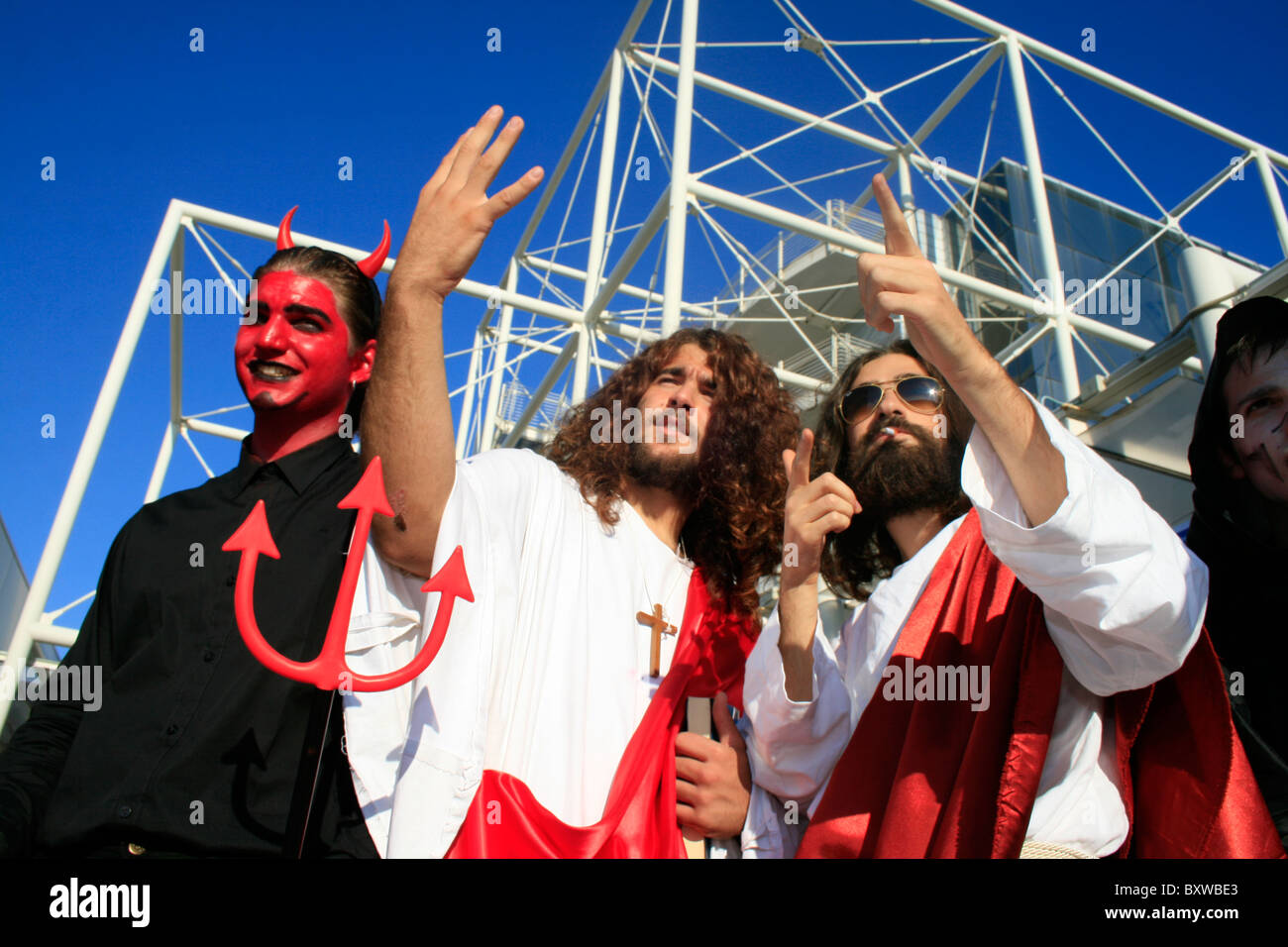 Man Men Jesus Christ Devil Pose Funny Humour Evil On High Resolution Stock Photography And Images Alamy
