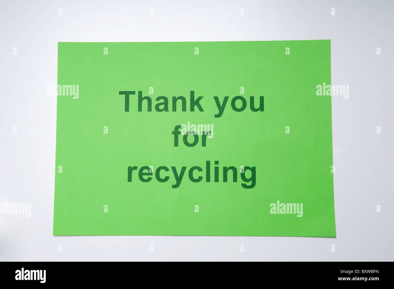 Thank you for recycling sign Stock Photo - Alamy