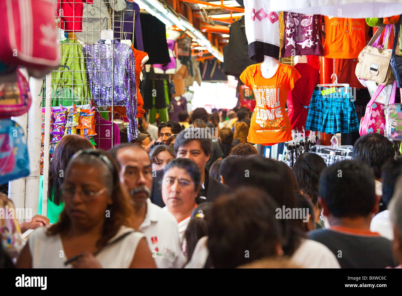 Clothing market in Mexico City, mexico Stock Photo