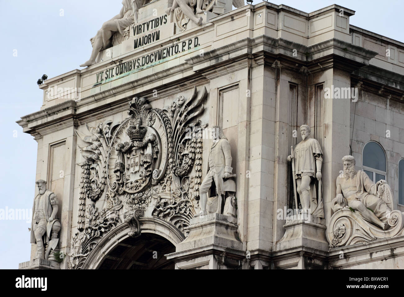Triumphal arch, Praca do Comercio, Lisbon, Portugal Stock Photo