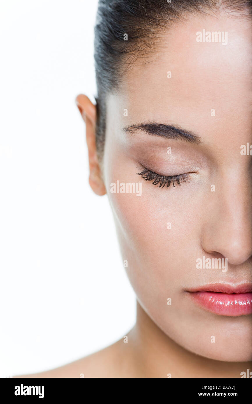 Young woman with eyes closed Stock Photo - Alamy