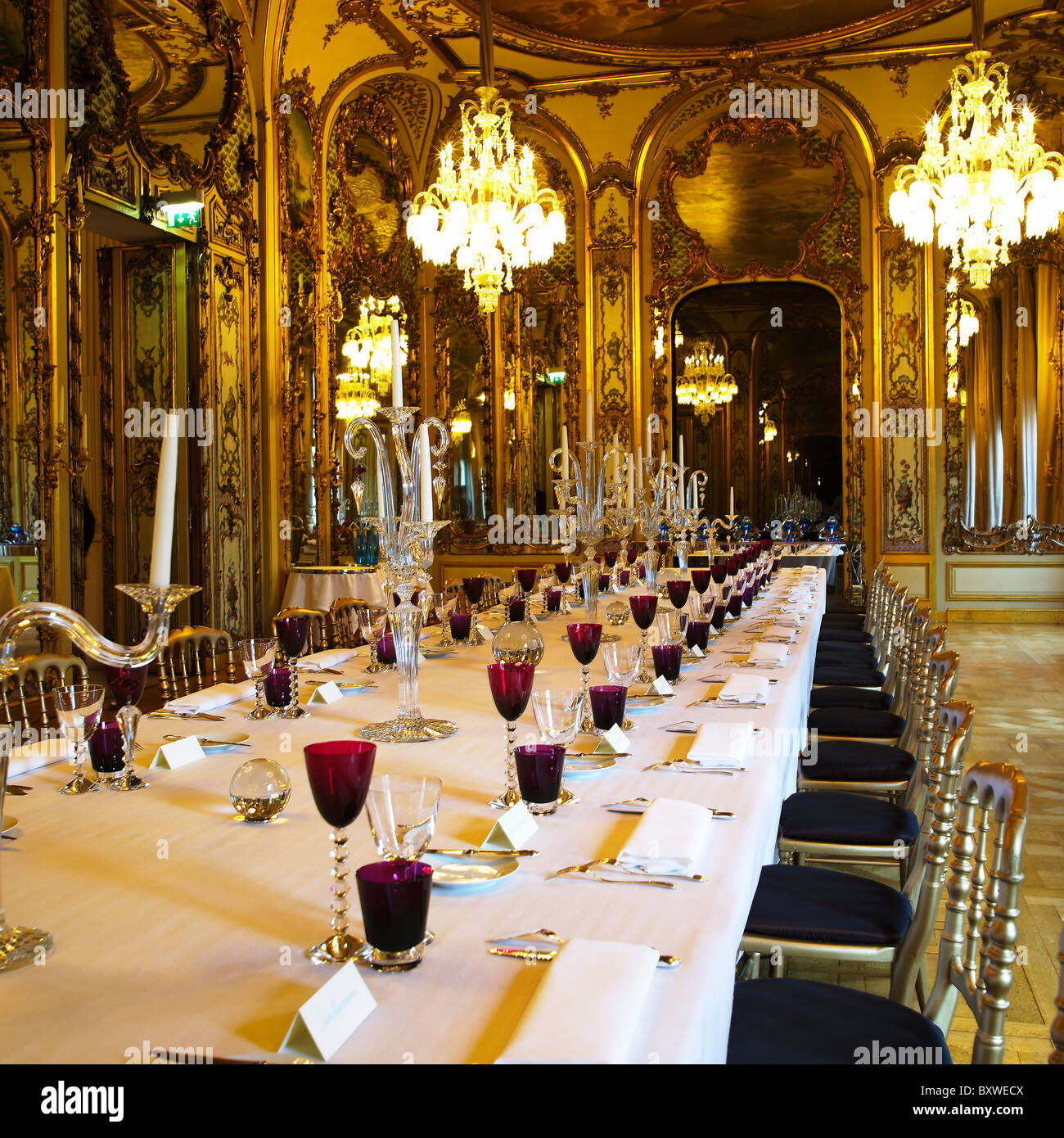 Maison Baccarat Paris The Ball Room Laid For a Banquet Stock Photo - Alamy