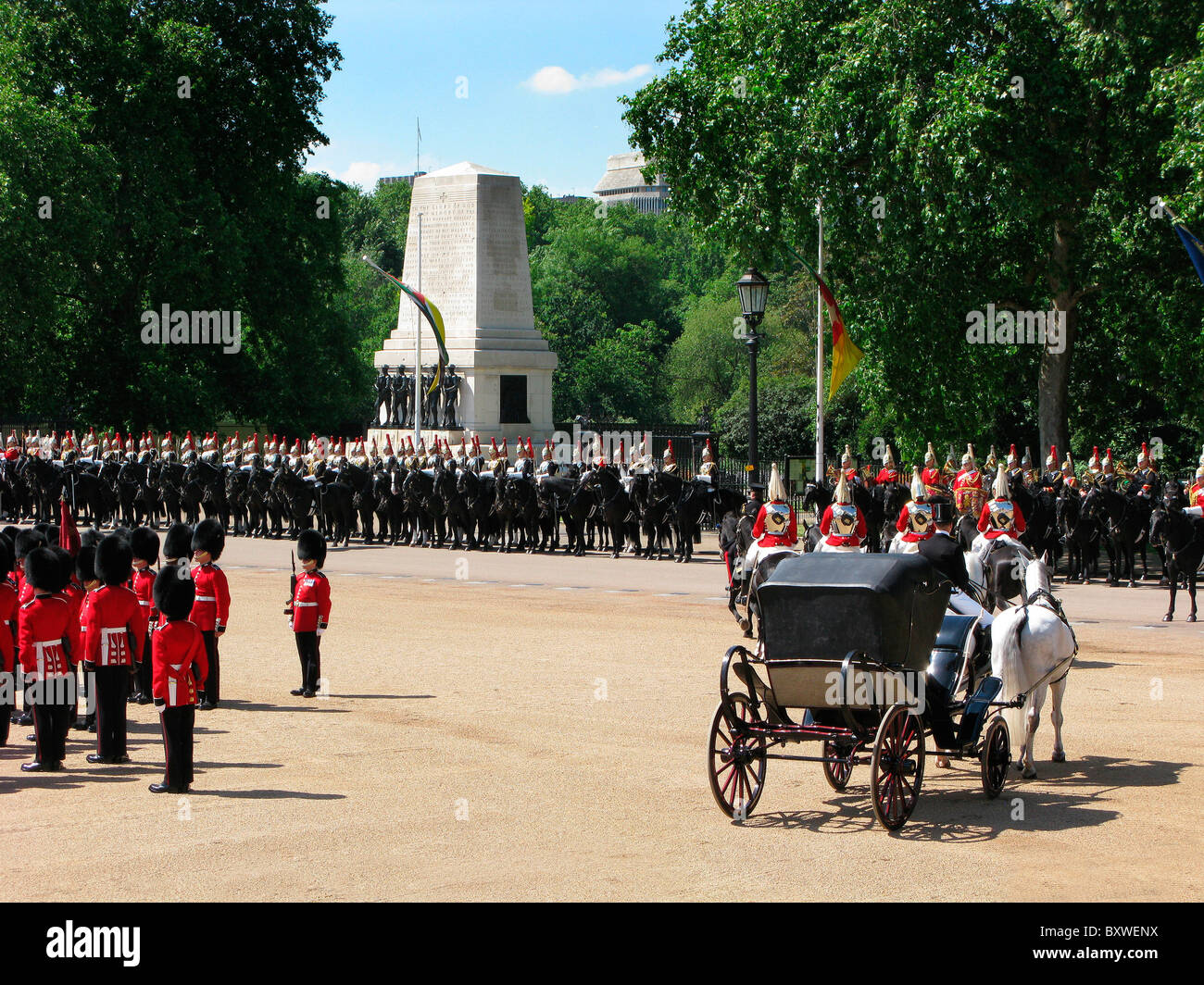 Troopng the colour,traditional ,London,Uk,English annual event in horse guards parade. Stock Photo