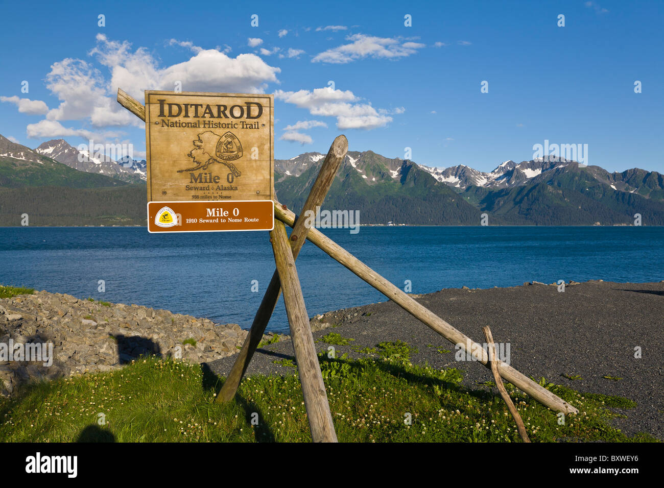 Iditarod sign marking the start of the Iditarod National Historic trail