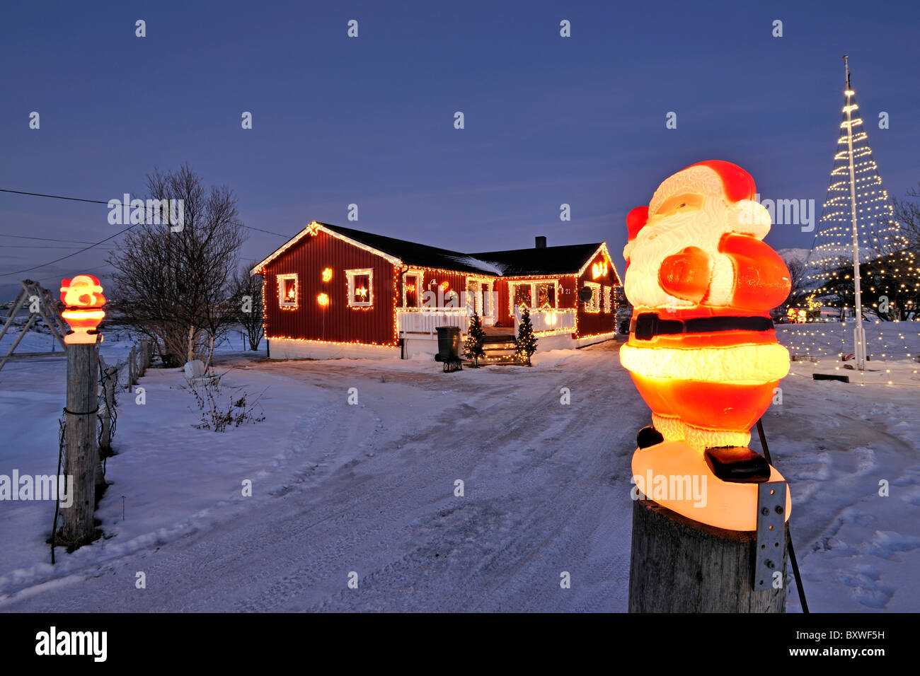 Saturate Dare marriage House with Christmas decoration, North Norway Stock Photo - Alamy