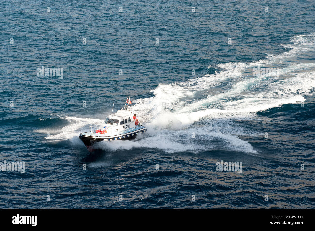 Pilot Boat at Monte Carlo Monaco Stock Photo