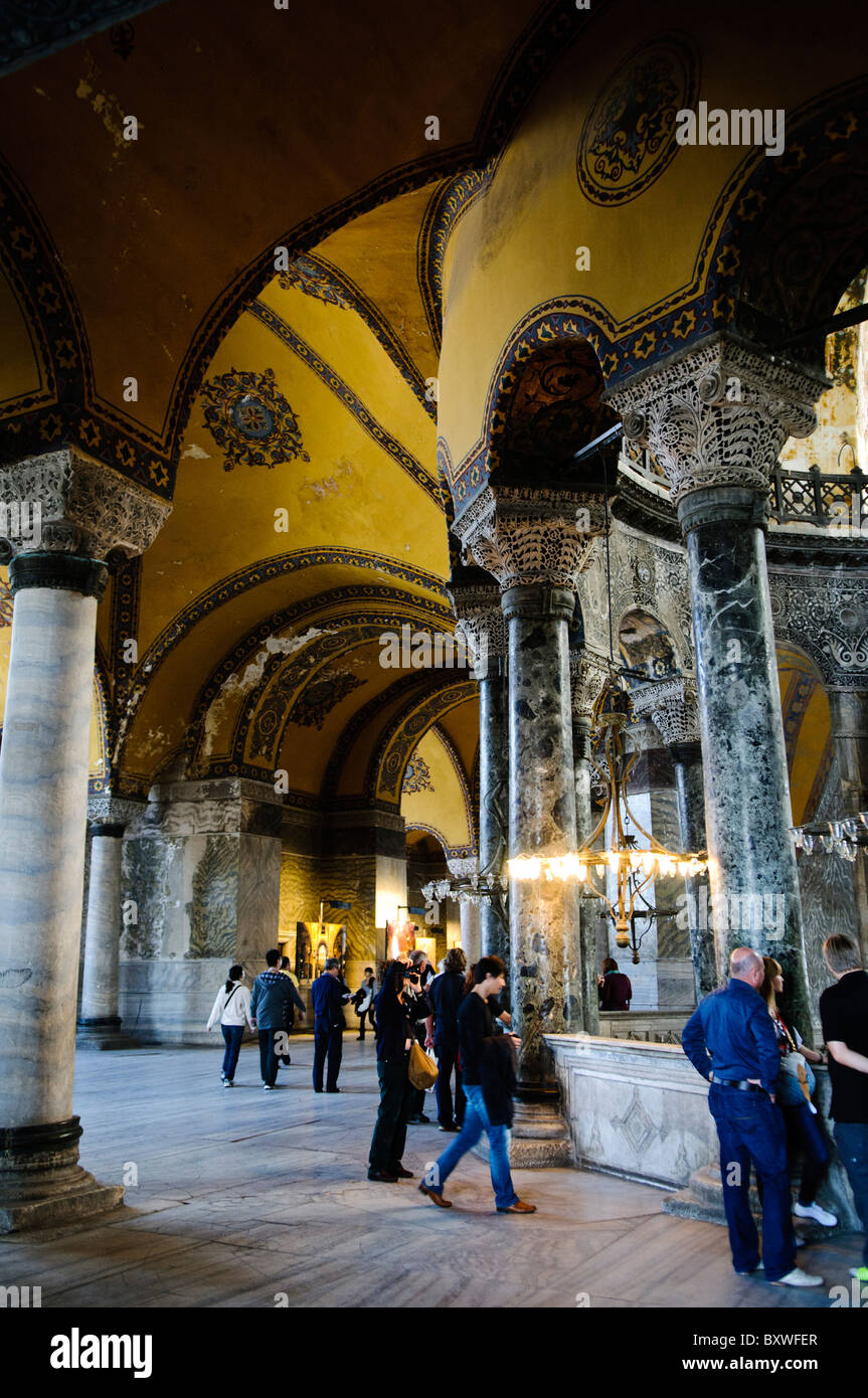 ISTANBUL, Turkey - Tourists on the second floor of Hagia Sophia ...