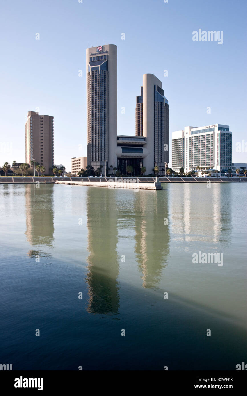 American Bank & Omni Hotels, Corpus Christi Bay Stock Photo