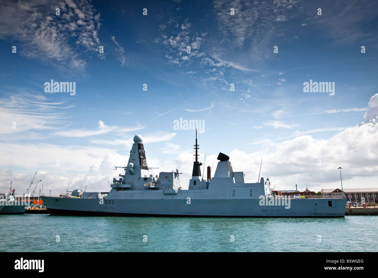 Royal Navy Type 45 Destroyer HMS Dauntless Docked in Portsmouth Naval Dockyard England United Kingdom Stock Photo