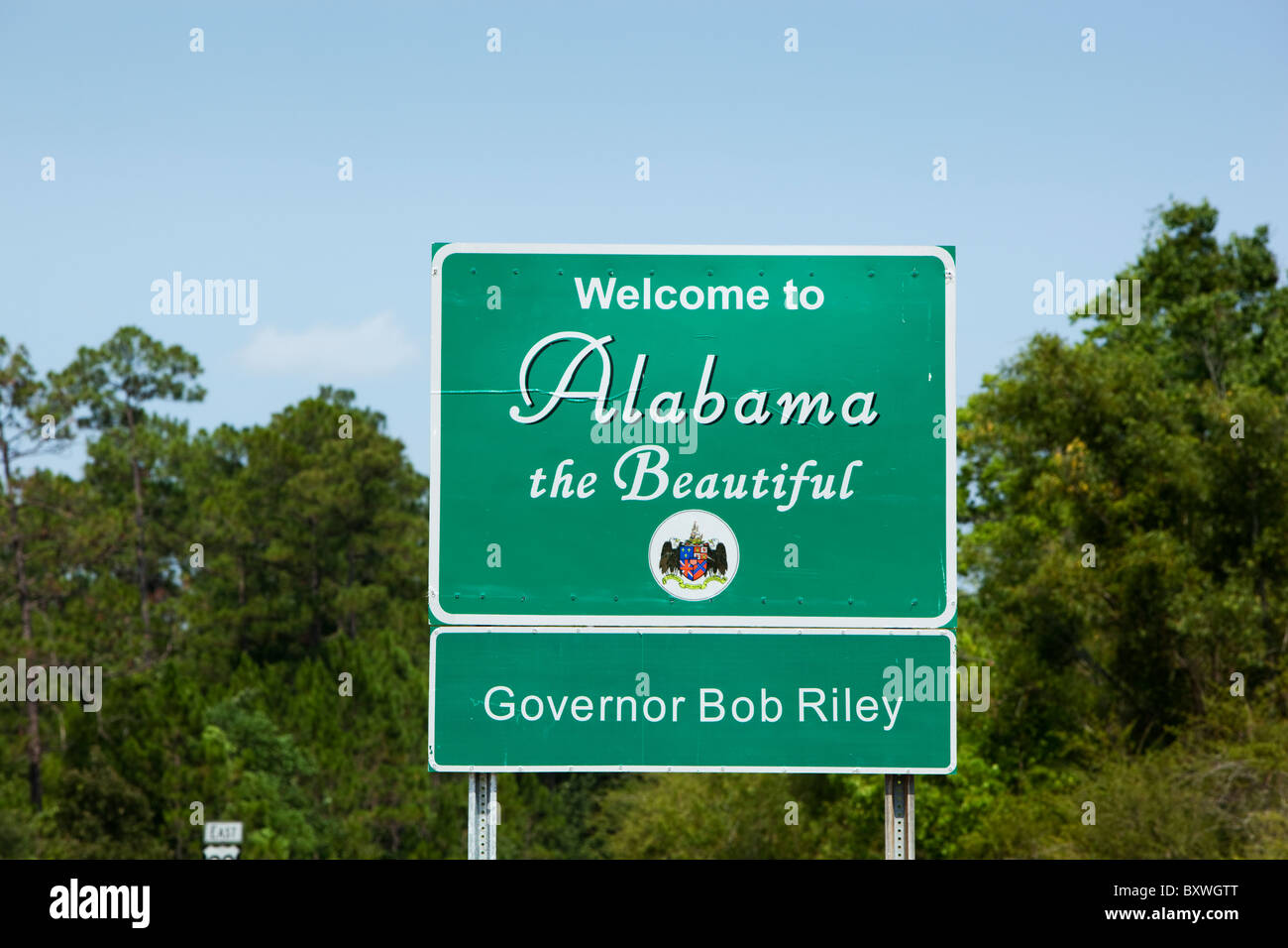 USA, Alabama, Welcome to Alabama highway sign Stock Photo