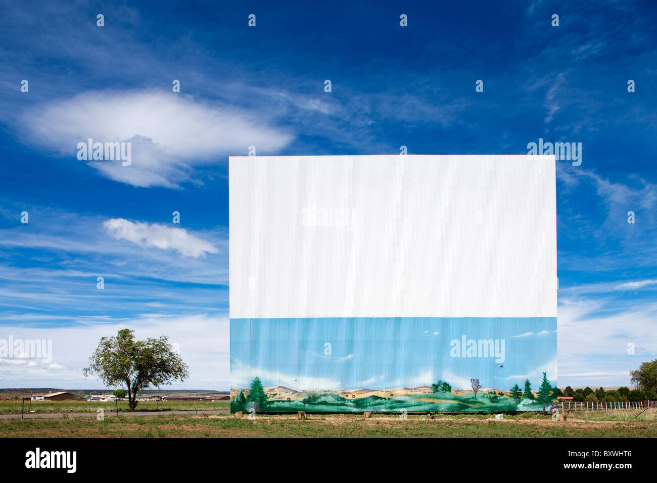 USA, New Mexico, Las Vegas, Painted mural on Fort Union Drive-in Theatre Stock Photo