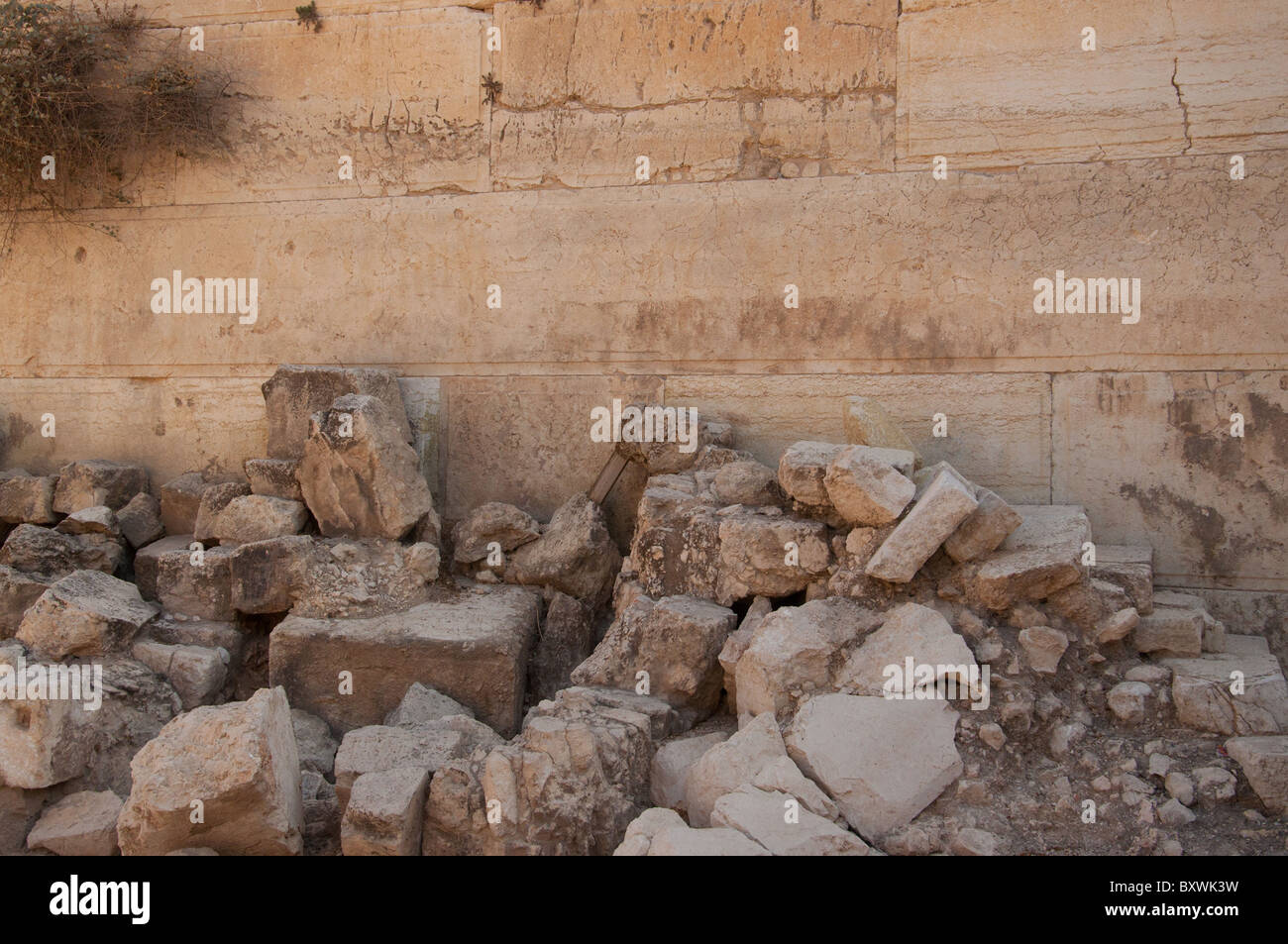 Stones thrown down by Roman soldiers from the Temple Mount Stock Photo