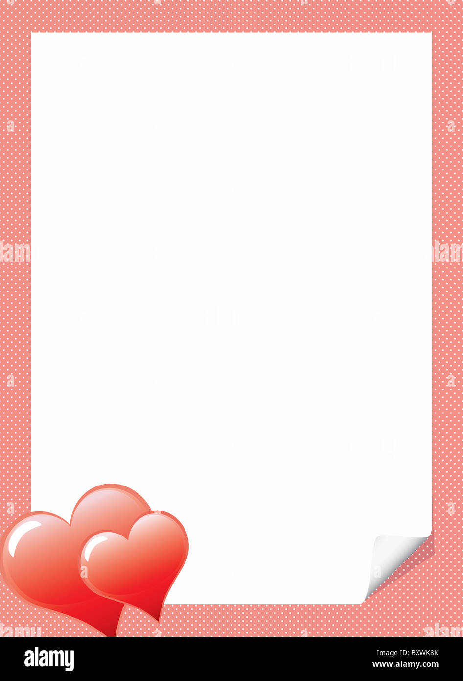 Love letter template with red hearts Stock Photo - Alamy