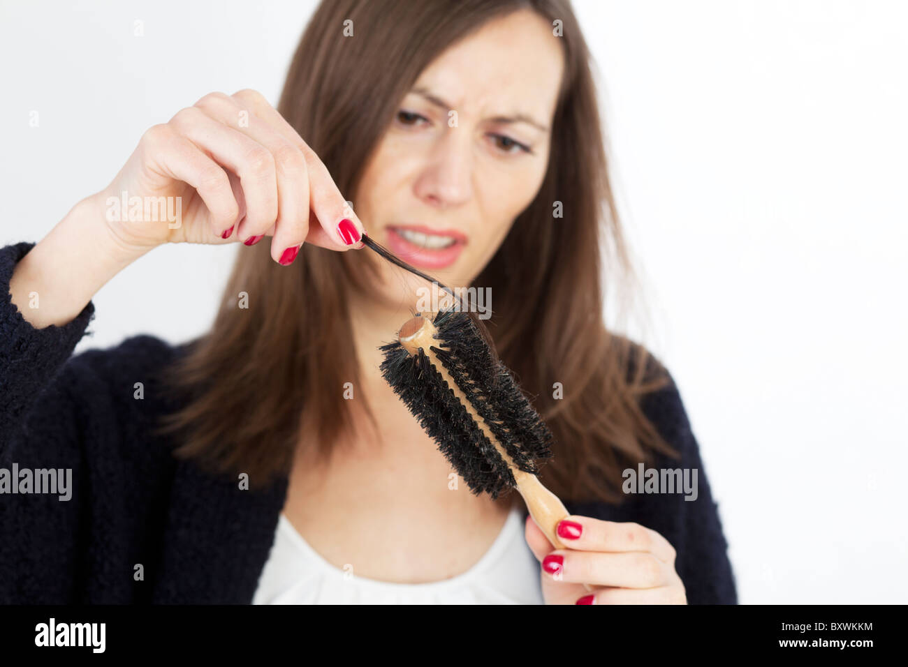 woman loosing hair Stock Photo