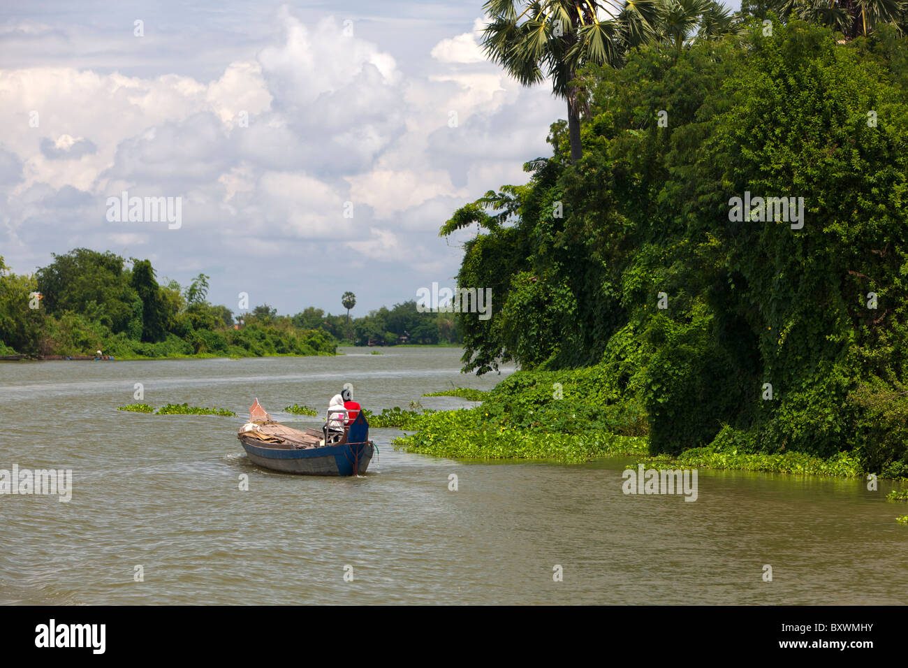 Boat on Tonle Sap River. Cambodia. Indochina. Southeast Asia. Stock Photo