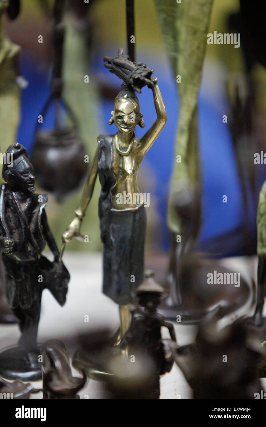 Wood and metal sculptures at the 12th biannual Salon International de l'Artisanat de Ouagadougou (SIAO) in Burkina Faso. Stock Photo