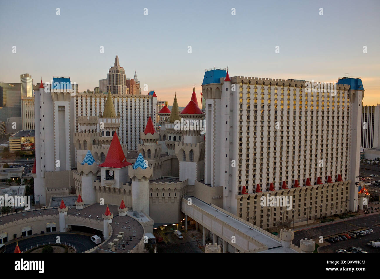 The Excalibur Hotel in Las Vegas, at dawn Stock Photo