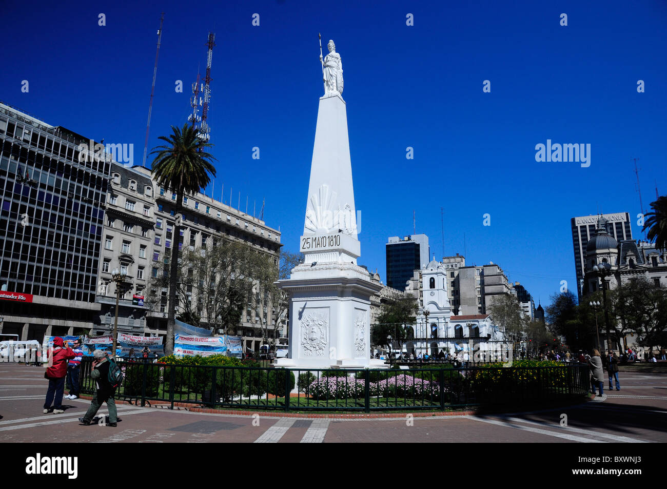 Pirámide de Mayo (May Pyramid) in the center of Plaza de Mayo (May Square), Buenos Aires, South America Stock Photo