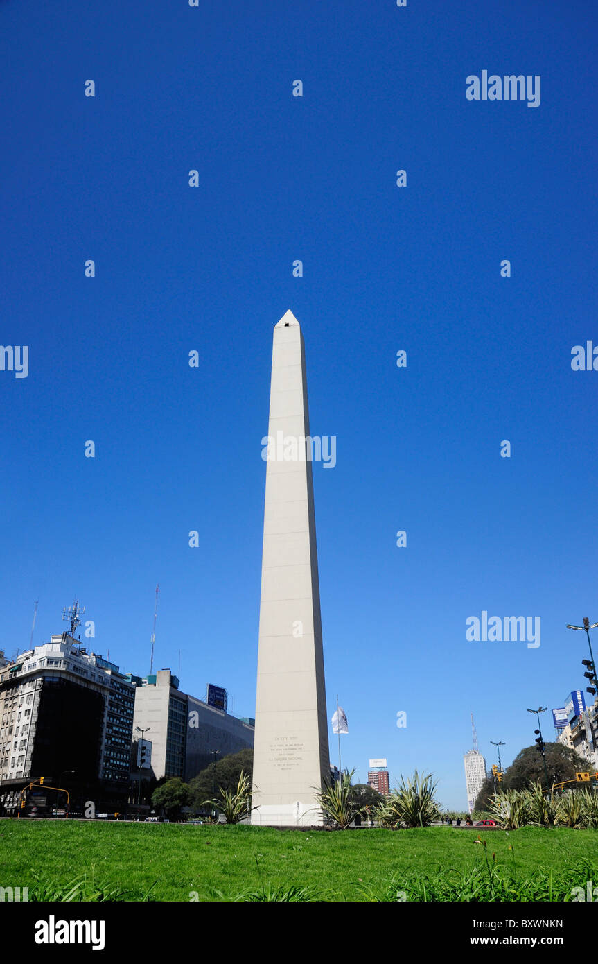 El Obelisco (The Obelisque), Plaza de la Republica, Buenos Aires, Argentina, South America Stock Photo