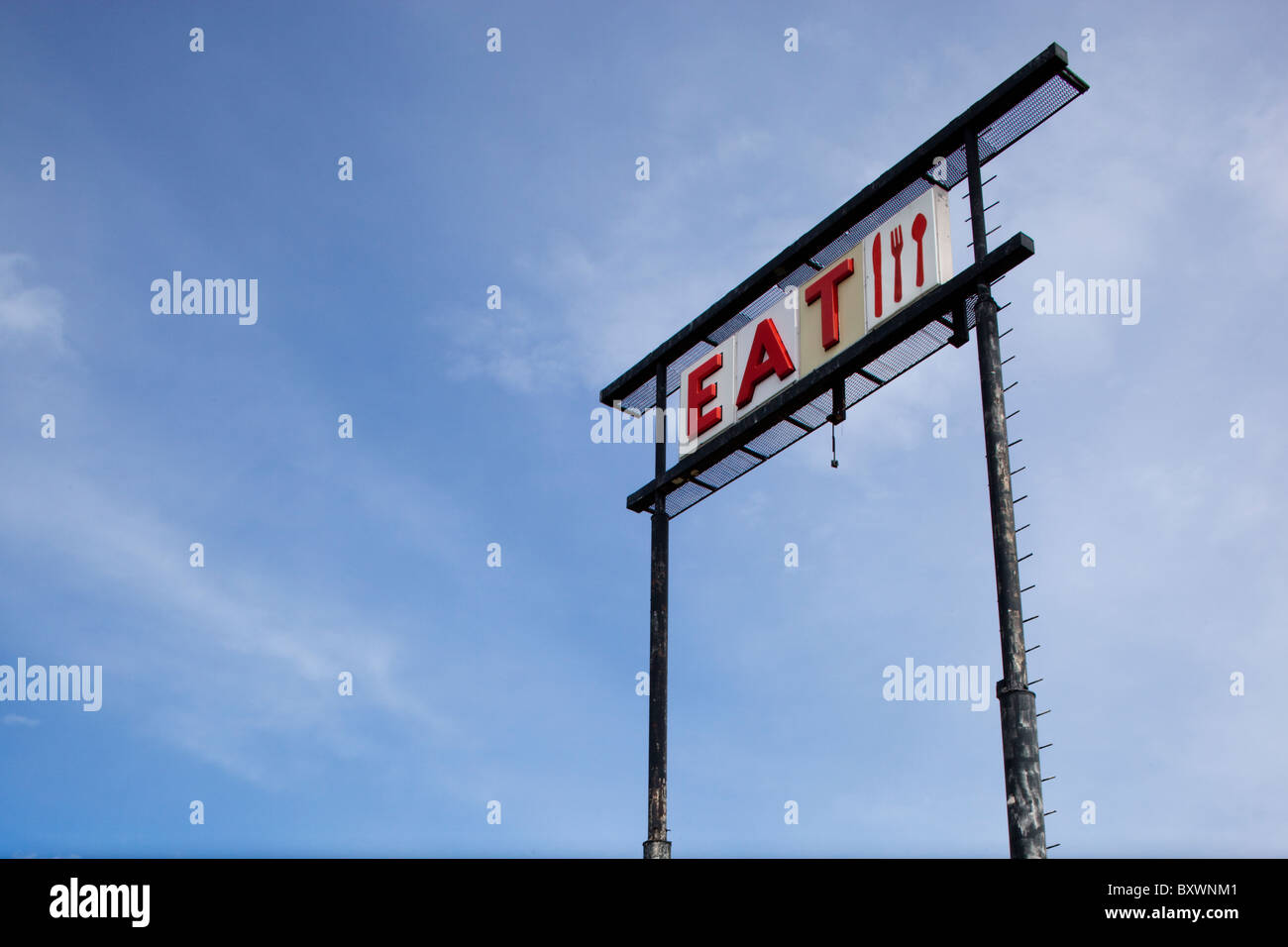 USA, Idaho, Bliss, EAT sign at abandoned truck stop Stock Photo Alamy