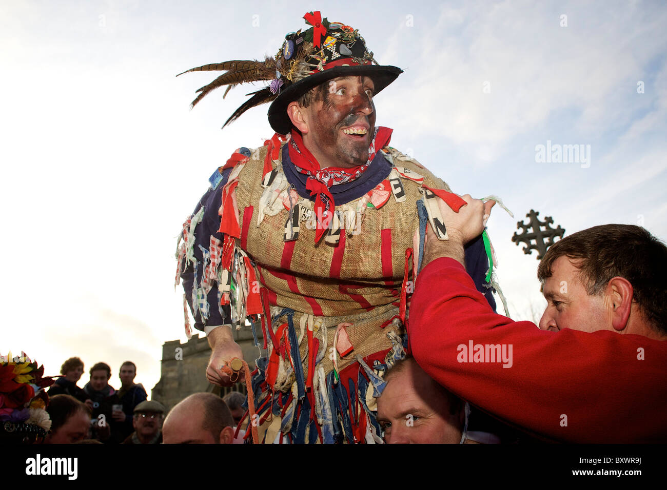 The Haxey Hood, a traditional event held in the village of Haxey, North Lincolnshire on the Twelfth Day of Christmas. The Fool, Stock Photo