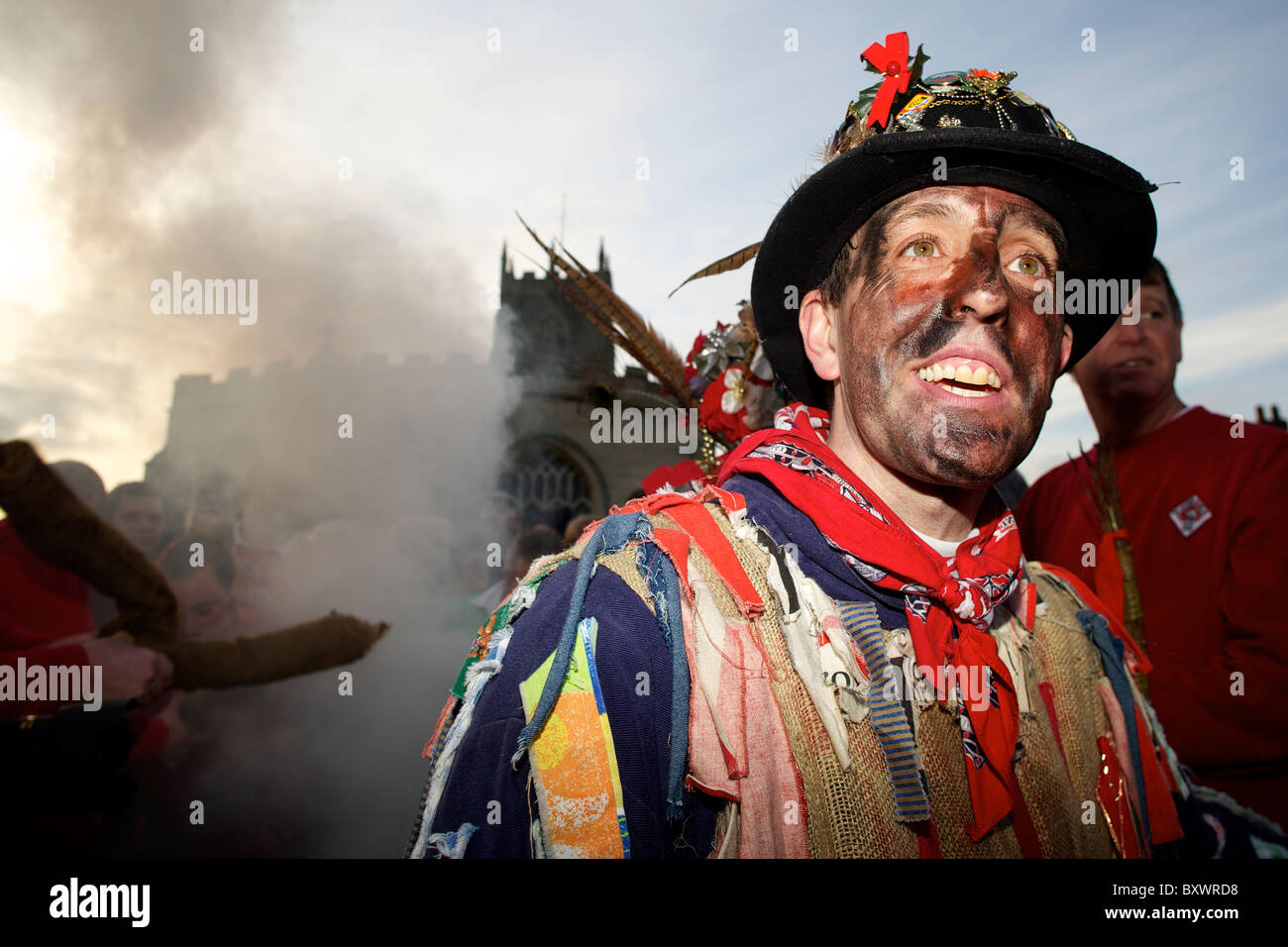 The Haxey Hood, a traditional event held in the village of Haxey, North Lincolnshire on the Twelfth Day of Christmas. The Fool, Stock Photo